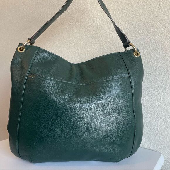 Michael Kors Green Leather Fulton Bedford Shoulder Bag Jet Set Selma - Picture 4 of 11